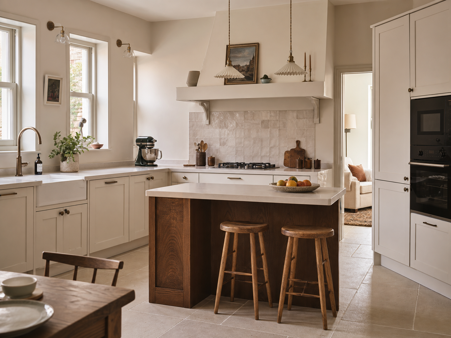 Warm white & walnut